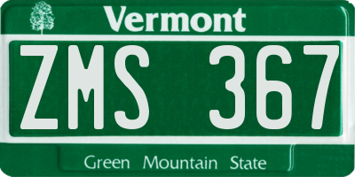 VT license plate ZMS367
