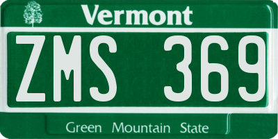 VT license plate ZMS369