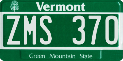 VT license plate ZMS370