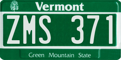 VT license plate ZMS371