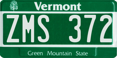 VT license plate ZMS372