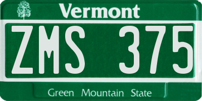 VT license plate ZMS375