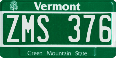 VT license plate ZMS376