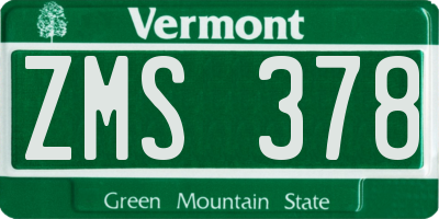 VT license plate ZMS378