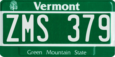 VT license plate ZMS379