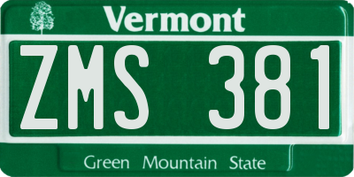 VT license plate ZMS381