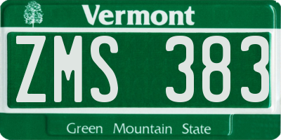 VT license plate ZMS383