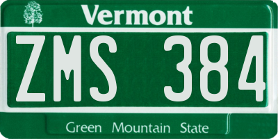 VT license plate ZMS384