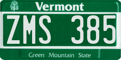 VT license plate ZMS385