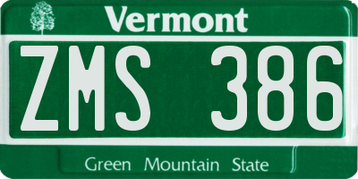 VT license plate ZMS386