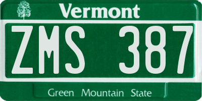 VT license plate ZMS387