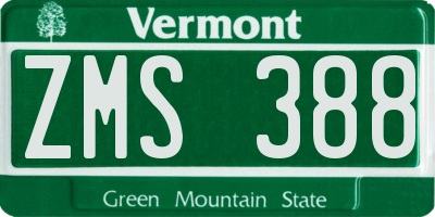 VT license plate ZMS388
