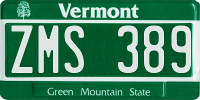 VT license plate ZMS389