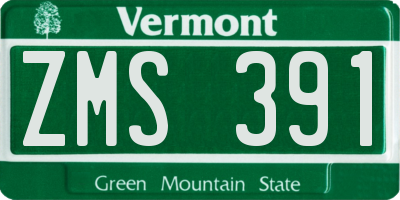 VT license plate ZMS391