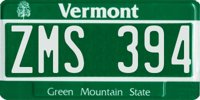 VT license plate ZMS394