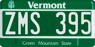 VT license plate ZMS395