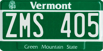 VT license plate ZMS405