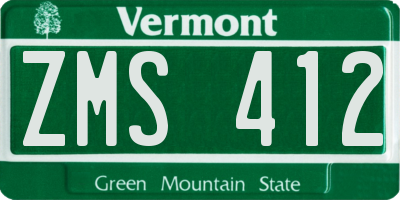 VT license plate ZMS412