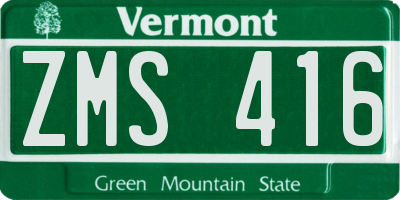 VT license plate ZMS416