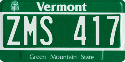 VT license plate ZMS417