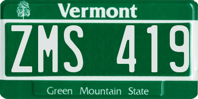VT license plate ZMS419