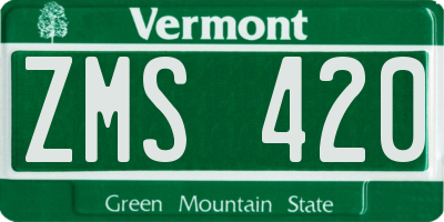 VT license plate ZMS420