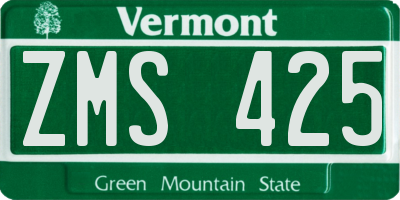 VT license plate ZMS425