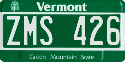 VT license plate ZMS426
