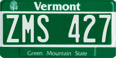 VT license plate ZMS427