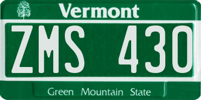 VT license plate ZMS430