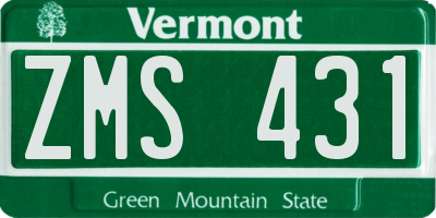 VT license plate ZMS431