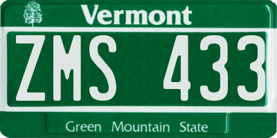 VT license plate ZMS433
