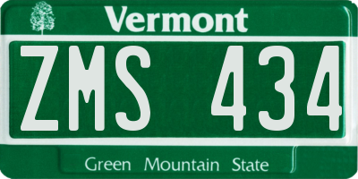 VT license plate ZMS434