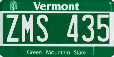 VT license plate ZMS435