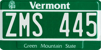 VT license plate ZMS445