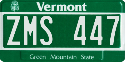 VT license plate ZMS447
