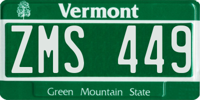 VT license plate ZMS449