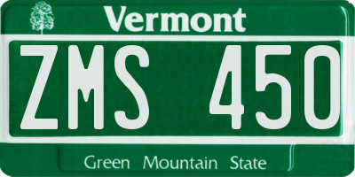 VT license plate ZMS450