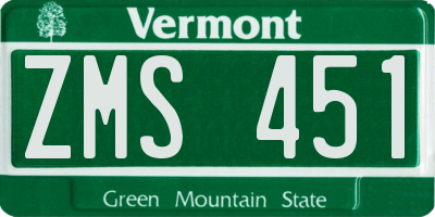 VT license plate ZMS451