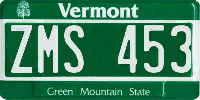 VT license plate ZMS453