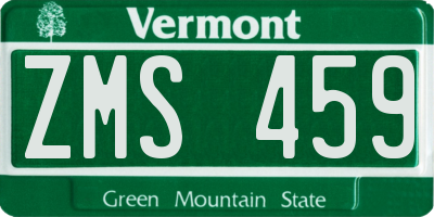 VT license plate ZMS459