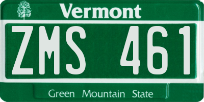 VT license plate ZMS461