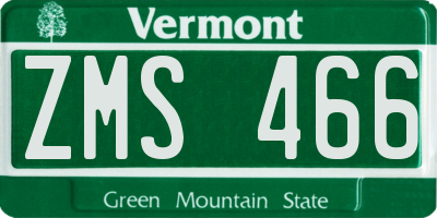 VT license plate ZMS466