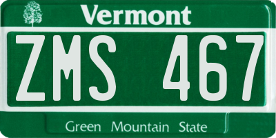 VT license plate ZMS467