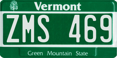 VT license plate ZMS469