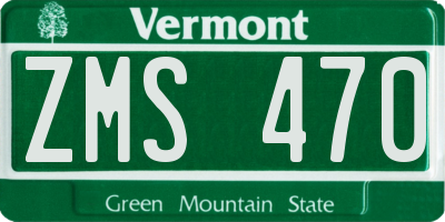 VT license plate ZMS470