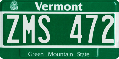 VT license plate ZMS472