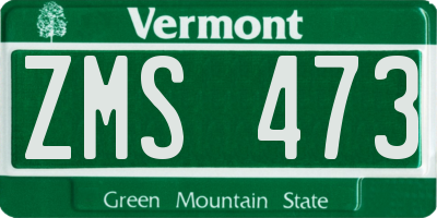 VT license plate ZMS473