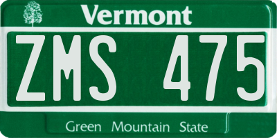 VT license plate ZMS475