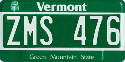 VT license plate ZMS476